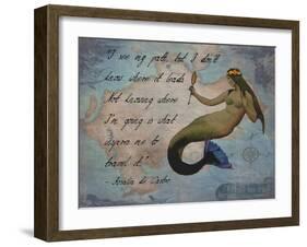 Vintage Mermaid I See my Path Quote-sylvia pimental-Framed Art Print