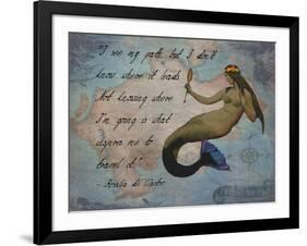 Vintage Mermaid I See my Path Quote-sylvia pimental-Framed Art Print