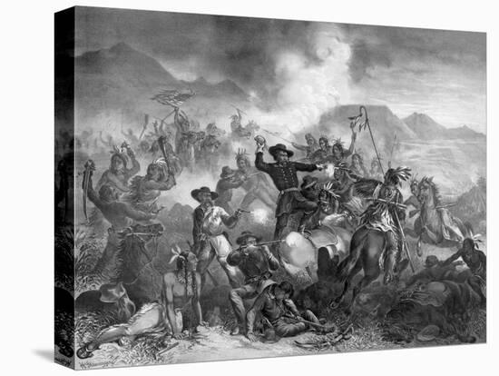 Vintage Military Print Featuring the Battle of Little Bighorn-Stocktrek Images-Stretched Canvas