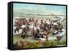 Vintage Military Print of the Battle of Little Bighorn-Stocktrek Images-Framed Stretched Canvas