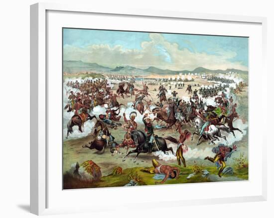 Vintage Military Print of the Battle of Little Bighorn-Stocktrek Images-Framed Photographic Print