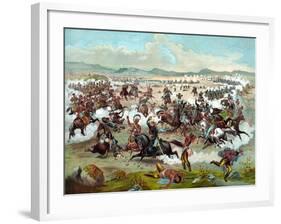 Vintage Military Print of the Battle of Little Bighorn-Stocktrek Images-Framed Photographic Print