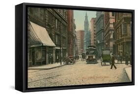 Vintage Milk Street Scene, Boston-null-Framed Stretched Canvas