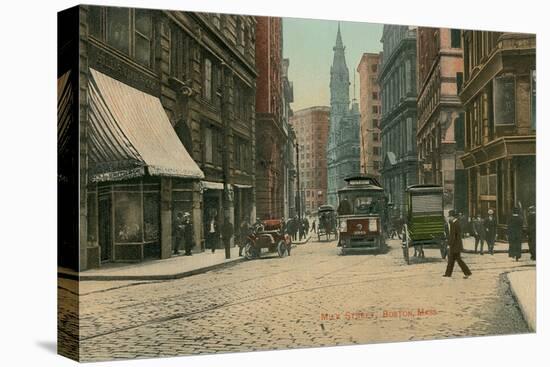 Vintage Milk Street Scene, Boston-null-Stretched Canvas