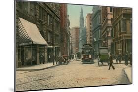 Vintage Milk Street Scene, Boston-null-Mounted Art Print