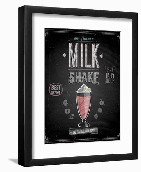 Vintage Milkshake Poster - Chalkboard-avean-Framed Art Print