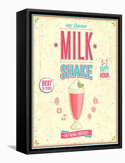 Vintage Milkshake Poster-avean-Framed Stretched Canvas