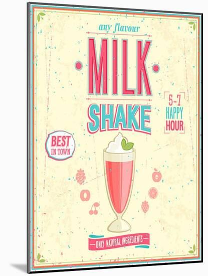 Vintage Milkshake Poster-avean-Mounted Art Print