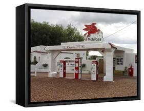 Vintage Mobil Gas Station, Ellensburg, Washington, USA-Nancy & Steve Ross-Framed Stretched Canvas