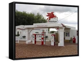 Vintage Mobil Gas Station, Ellensburg, Washington, USA-Nancy & Steve Ross-Framed Stretched Canvas