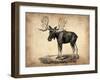 Vintage Moose-NaxArt-Framed Art Print