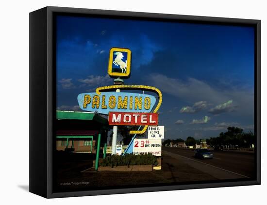 Vintage Motel Sign in America-Salvatore Elia-Framed Stretched Canvas