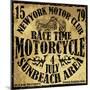 Vintage Motorbike Race Hand Drawing T-Shirt Printing-emeget-Mounted Art Print