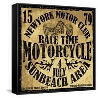 Vintage Motorbike Race Hand Drawing T-Shirt Printing-emeget-Framed Stretched Canvas