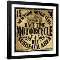 Vintage Motorbike Race Hand Drawing T-Shirt Printing-emeget-Framed Art Print