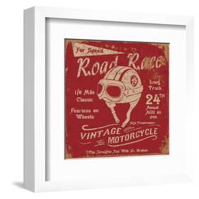 Vintage Motorbike Race Label-null-Framed Art Print