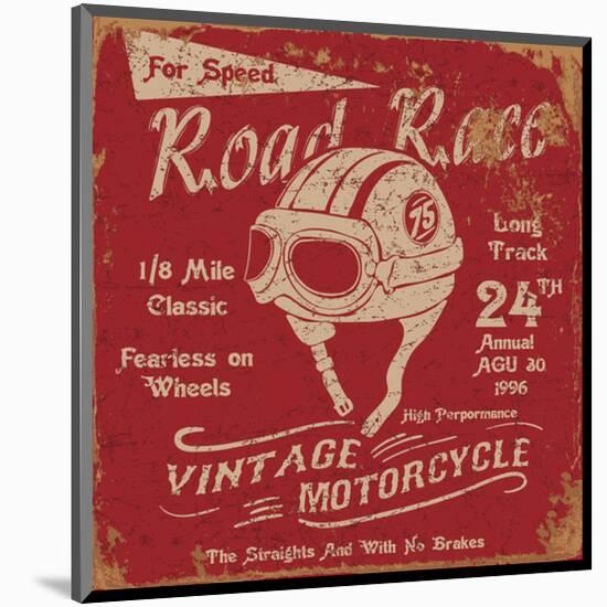 Vintage Motorbike Race Label-null-Mounted Art Print
