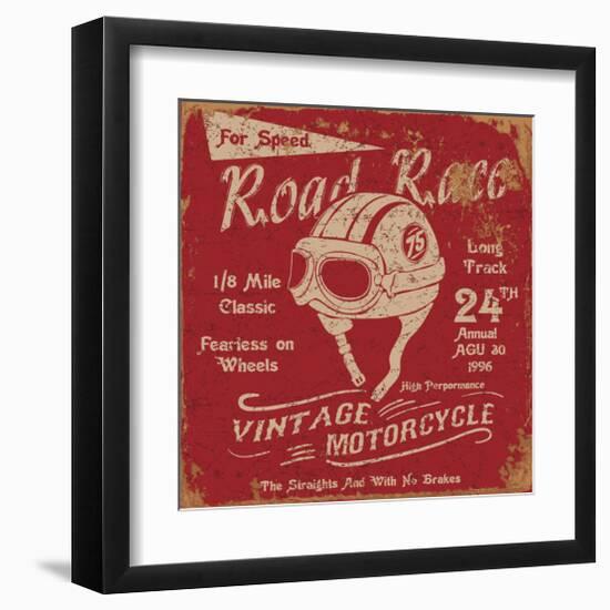 Vintage Motorbike Race Label-null-Framed Art Print