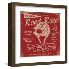 Vintage Motorbike Race Label-null-Framed Art Print