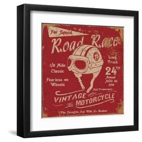 Vintage Motorbike Race Label-null-Framed Art Print