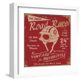 Vintage Motorbike Race Label-null-Framed Art Print