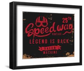 Vintage Motorbike Race Label-null-Framed Art Print