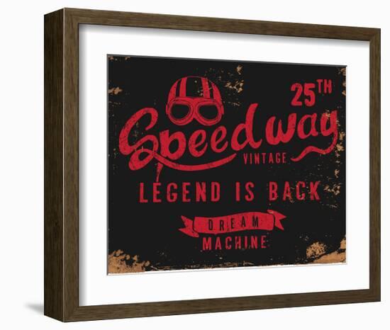 Vintage Motorbike Race Label-null-Framed Art Print