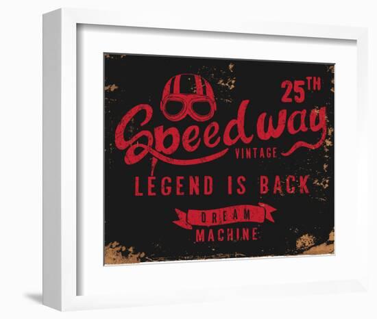 Vintage Motorbike Race Label-null-Framed Art Print