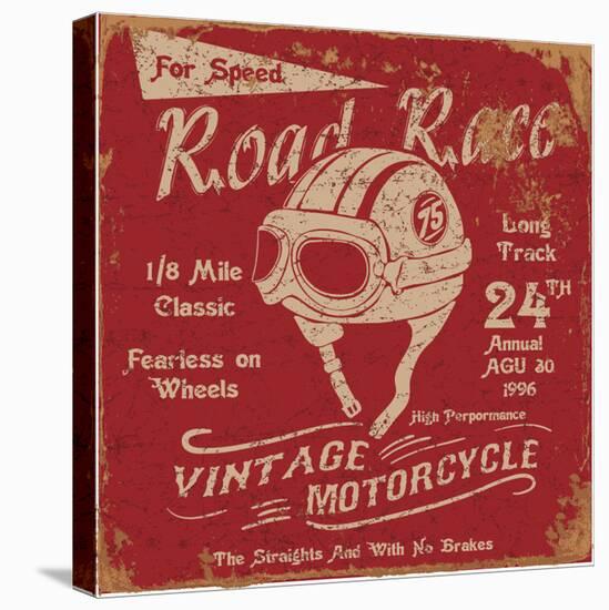 Vintage Motorbike Race Label-null-Stretched Canvas