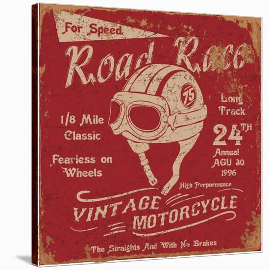 Vintage Motorbike Race Label-null-Stretched Canvas