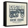 Vintage Motorcycle Label or Poster, Vector Illustration-astudio-Framed Stretched Canvas