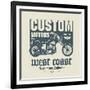 Vintage Motorcycle Label or Poster, Vector Illustration-astudio-Framed Art Print