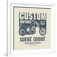 Vintage Motorcycle Label or Poster, Vector Illustration-astudio-Framed Art Print