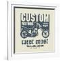 Vintage Motorcycle Label or Poster, Vector Illustration-astudio-Framed Art Print