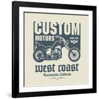 Vintage Motorcycle Label or Poster, Vector Illustration-astudio-Framed Art Print