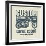 Vintage Motorcycle Label or Poster, Vector Illustration-astudio-Framed Art Print