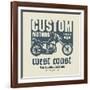 Vintage Motorcycle Label or Poster, Vector Illustration-astudio-Framed Art Print