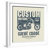 Vintage Motorcycle Label or Poster, Vector Illustration-astudio-Framed Art Print