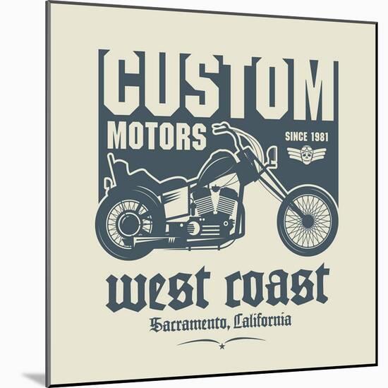 Vintage Motorcycle Label or Poster, Vector Illustration-astudio-Mounted Art Print