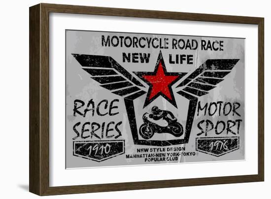 Vintage Motorcycle Labels, Badges and Design Elements-emeget-Framed Art Print