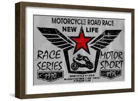 Vintage Motorcycle Labels, Badges and Design Elements-emeget-Framed Art Print