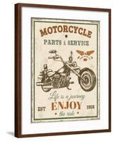 Vintage Motorcycle Mancave-C-Jean Plout-Framed Giclee Print