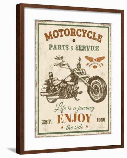 Vintage Motorcycle Mancave-C-Jean Plout-Framed Giclee Print