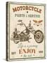 Vintage Motorcycle Mancave-C-Jean Plout-Stretched Canvas
