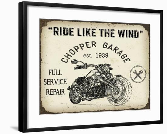 Vintage Motorcycle Mancave-D-Jean Plout-Framed Giclee Print