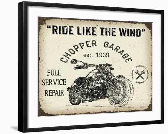 Vintage Motorcycle Mancave-D-Jean Plout-Framed Giclee Print