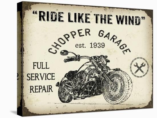 Vintage Motorcycle Mancave-D-Jean Plout-Stretched Canvas