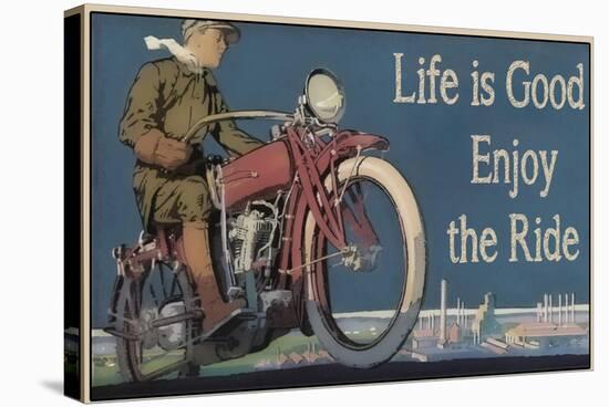 Vintage Motorcycle Mancave-F-Jean Plout-Stretched Canvas