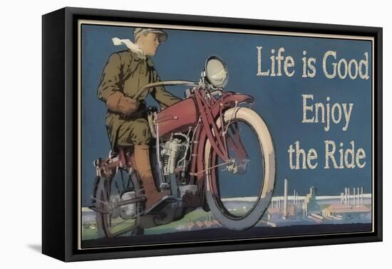 Vintage Motorcycle Mancave-F-Jean Plout-Framed Stretched Canvas