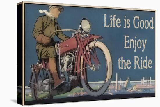 Vintage Motorcycle Mancave-F-Jean Plout-Stretched Canvas